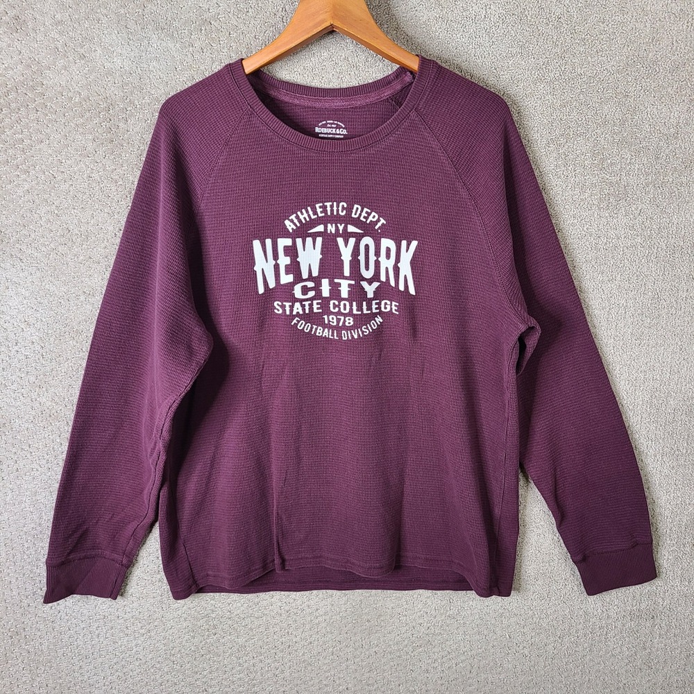 Roebuck & Co. Sweatshirt Men XXL Burgundy Thermal New York City College Football